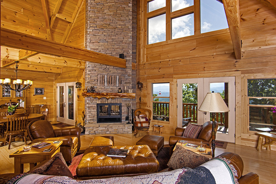 luxury log homes living room