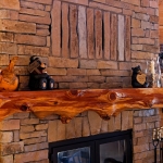 Log Home Fireplace and Cedar Mantle