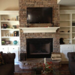 Stone Fireplace From Top of stairs