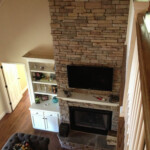 Stone Fireplace From Top of Stairs