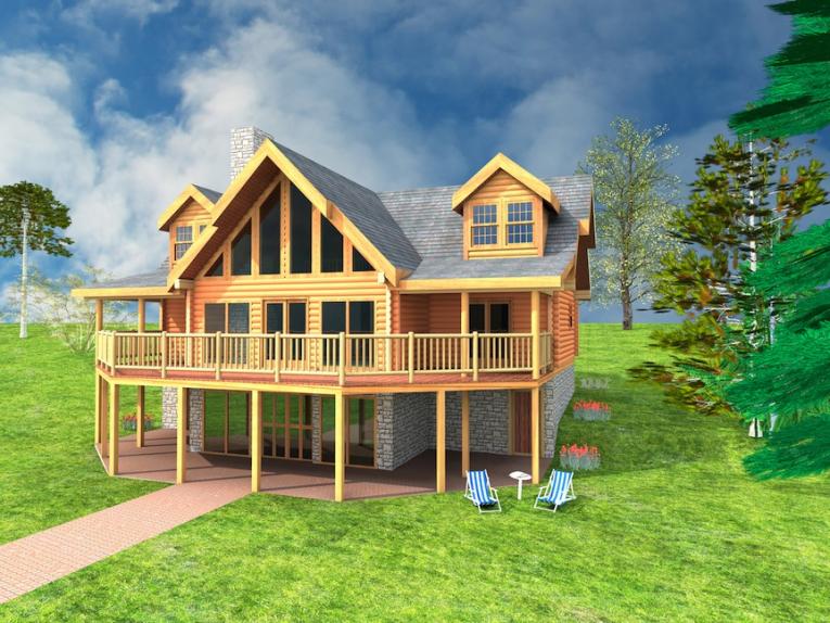 Watts Bar Log Home Model with 3 bedrooms and 3 baths