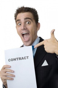 sleazy salesman with contract
