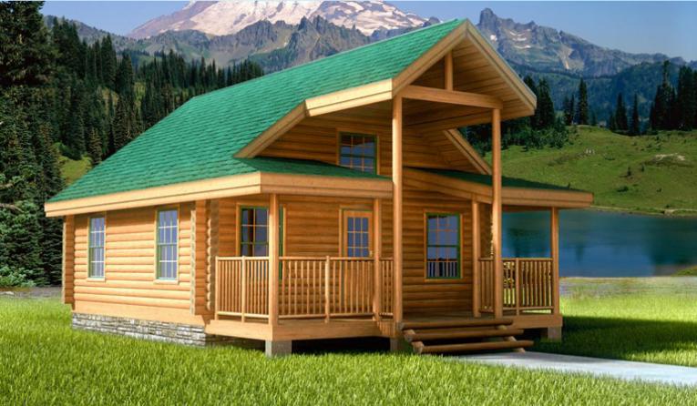 Springbrook Log Home Model with 540 sq ft, 2 beds and 1 bath