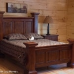 Cat on Bed in Log Home