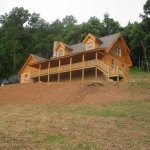 Front View of Chinked Log Home