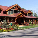 Front of Log Cabin Decorated