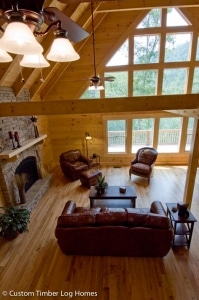 Log home Great Room View From Loft