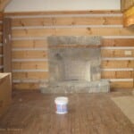 Stone Fireplace in Custom Log Home