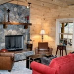 Stone Fireplace in Log Cabin