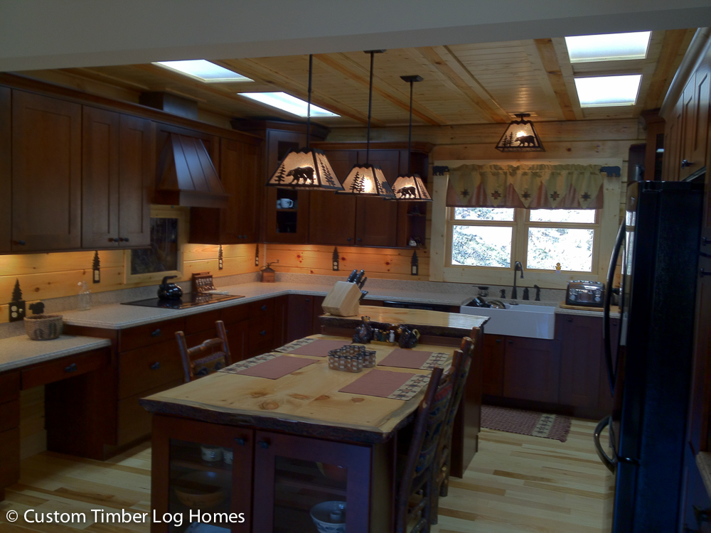 bear collection kitchen island Custom Timber Log Homes
