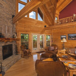 Great Room Log Home with Beams