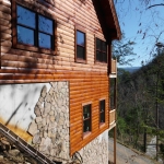 stone and stain application to foundation
