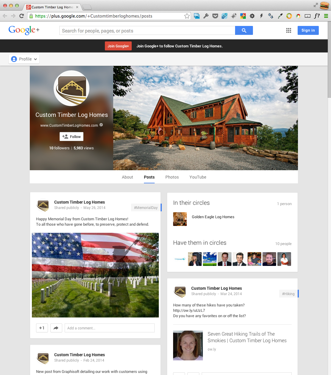 google plus custom timber log homes