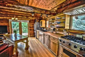 log home kitchen interior